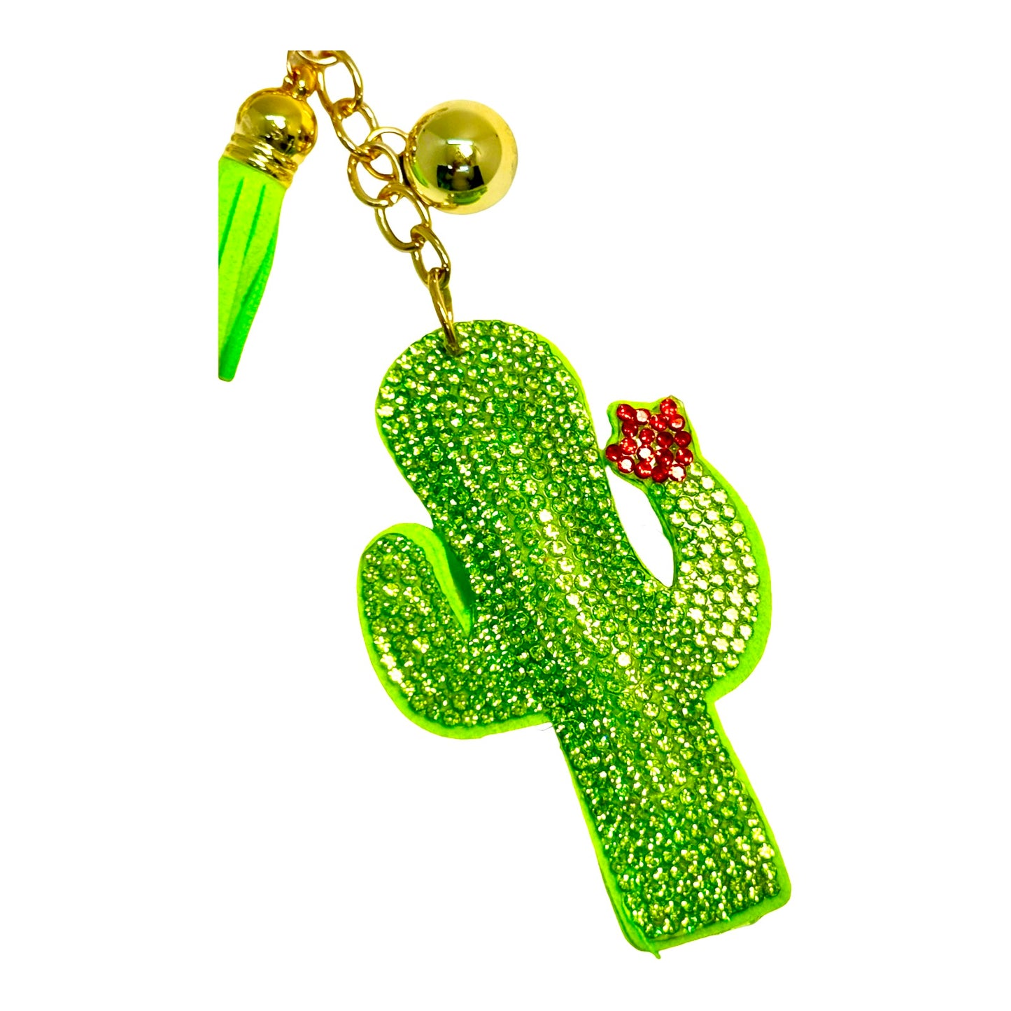 Cactus Rhinestone Puff Bling Key Chain