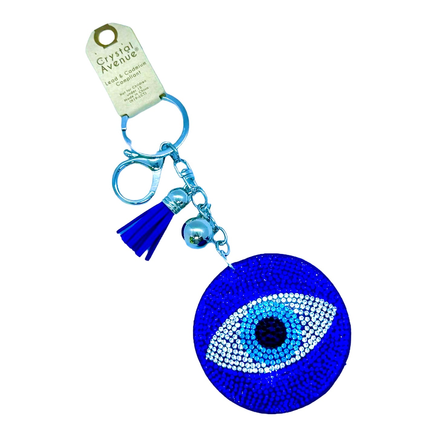 Evil Eye (Mati/Nazar Dosh) Rhinestone Puff Bling Keychain