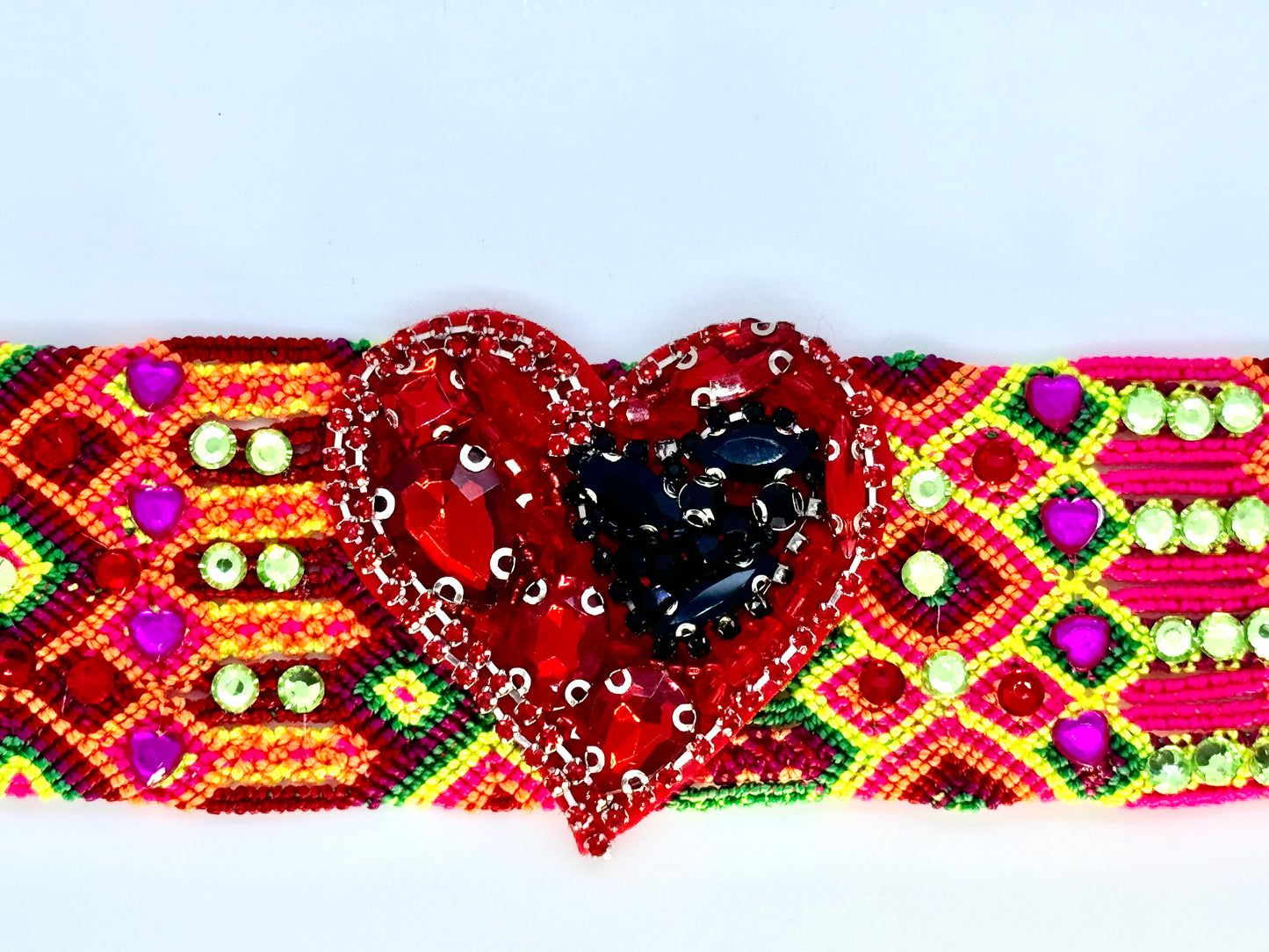 Beaded Embroidered Heart Bracelet/Cuff