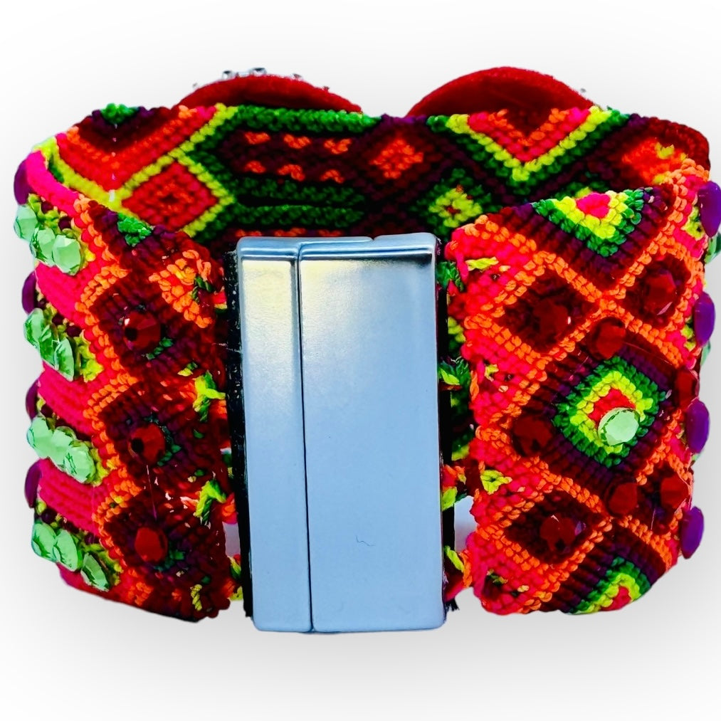 Beaded Embroidered Heart Bracelet/Cuff