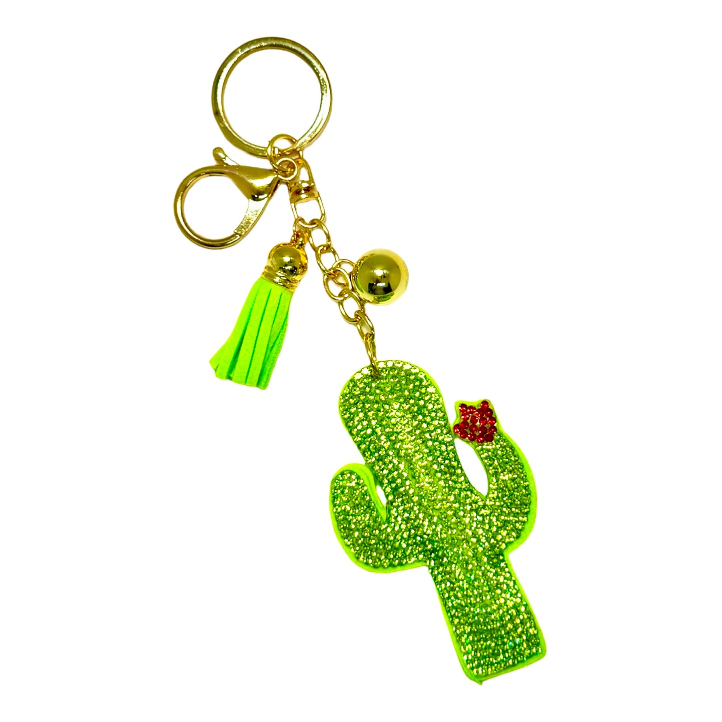 Cactus Rhinestone Puff Bling Key Chain