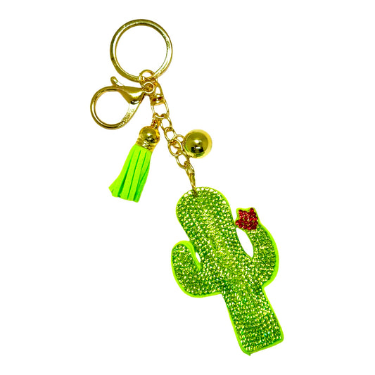 Cactus Rhinestone Puff Bling Key Chain